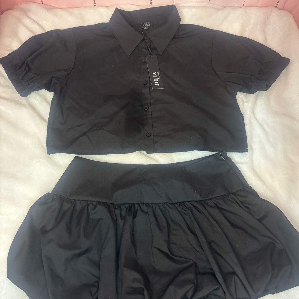Black Bubble Skirt Set